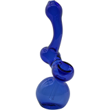 LA Pipes "Sherbub" Glass Sherlock Bubbler Pipe in Blue - Front View on White Background
