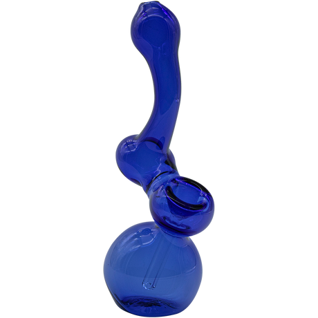 LA Pipes "Sherbub" Glass Sherlock Bubbler Pipe in Blue - Front View on White Background