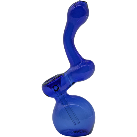 LA Pipes "Sherbub" Blue Glass Sherlock Bubbler Pipe, 6" Height, Borosilicate, Side View