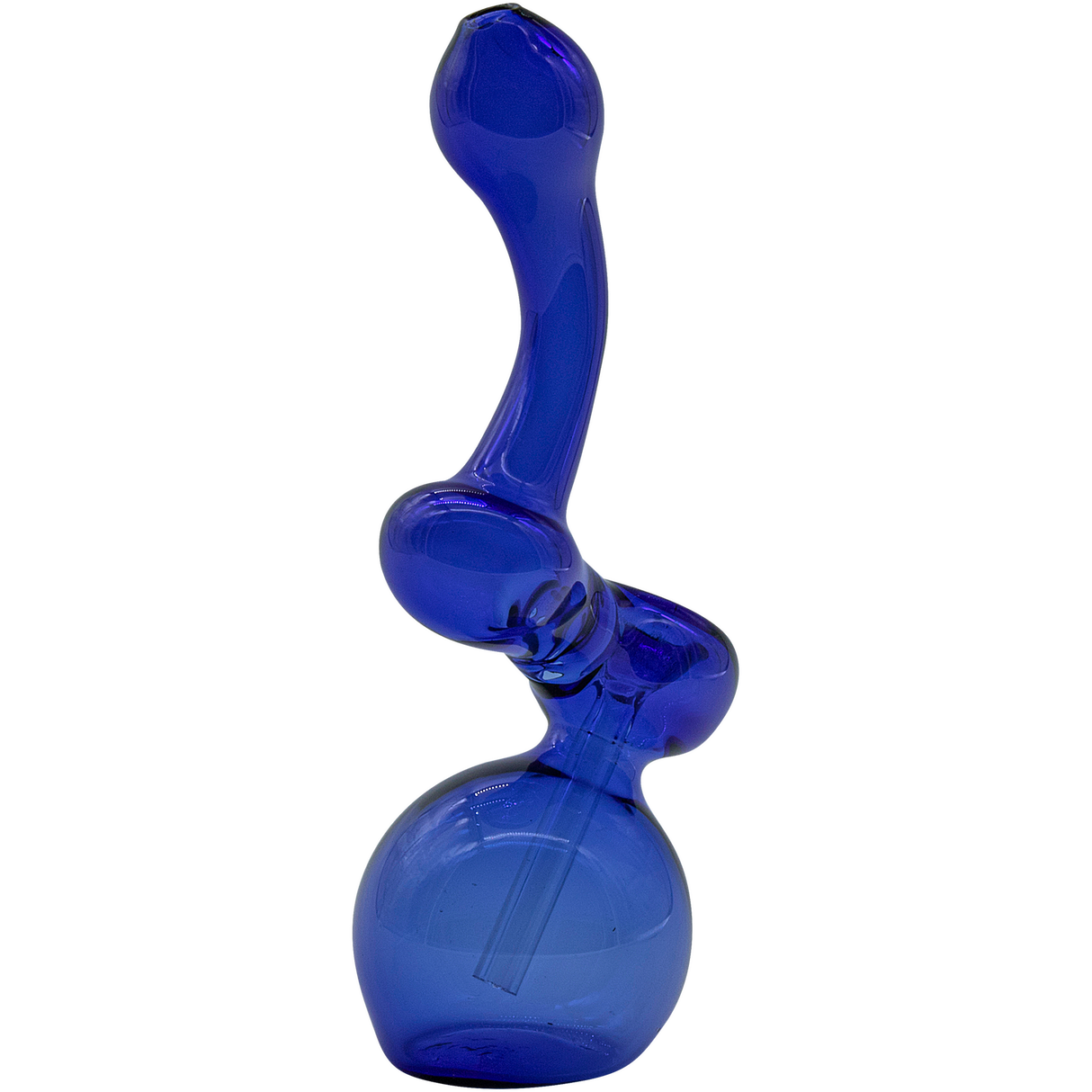 LA Pipes "Sherbub" Glass Sherlock Bubbler Pipe in blue, 6" height, borosilicate, USA made