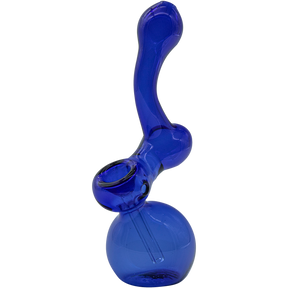LA Pipes Sherbub Glass Sherlock Bubbler in Cobalt Blue with bubble design, 6" tall, for dry herbs