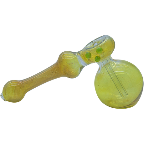 LA Pipes "Silver Hammer" Fumed Hammer Bubbler Pipe in Yellow - 6" Borosilicate Glass