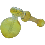 LA Pipes "Silver Hammer" Fumed Hammer Bubbler Pipe in Yellow - Side View on White