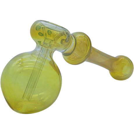 LA Pipes "Silver Hammer" Fumed Hammer Bubbler Pipe in Yellow - Side View on White
