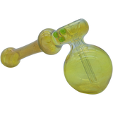 LA Pipes "Silver Hammer" Fumed Hammer Bubbler Pipe in Green Slime, 6" Borosilicate Glass
