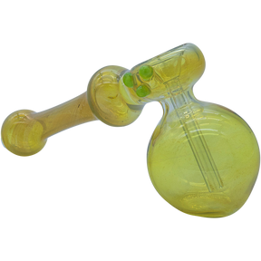 LA Pipes "Silver Hammer" Fumed Hammer Bubbler Pipe in Green Slime, 6" Borosilicate Glass