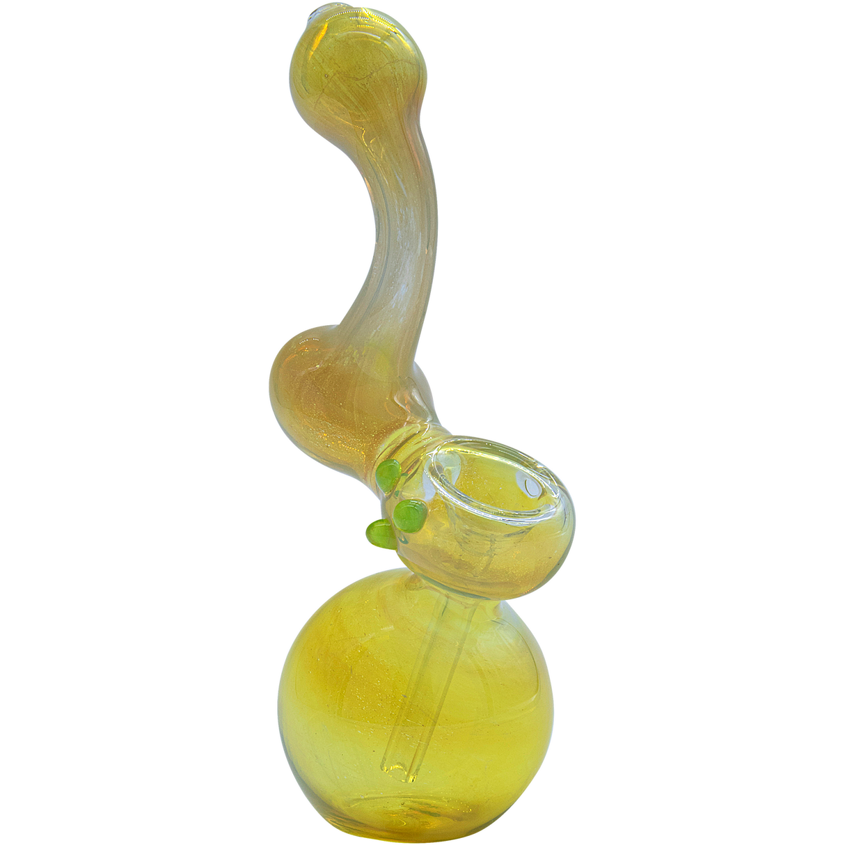 LA Pipes "Silver Sherlock" Fumed 6" Bubbler Pipe in Yellow, Front View on White Background
