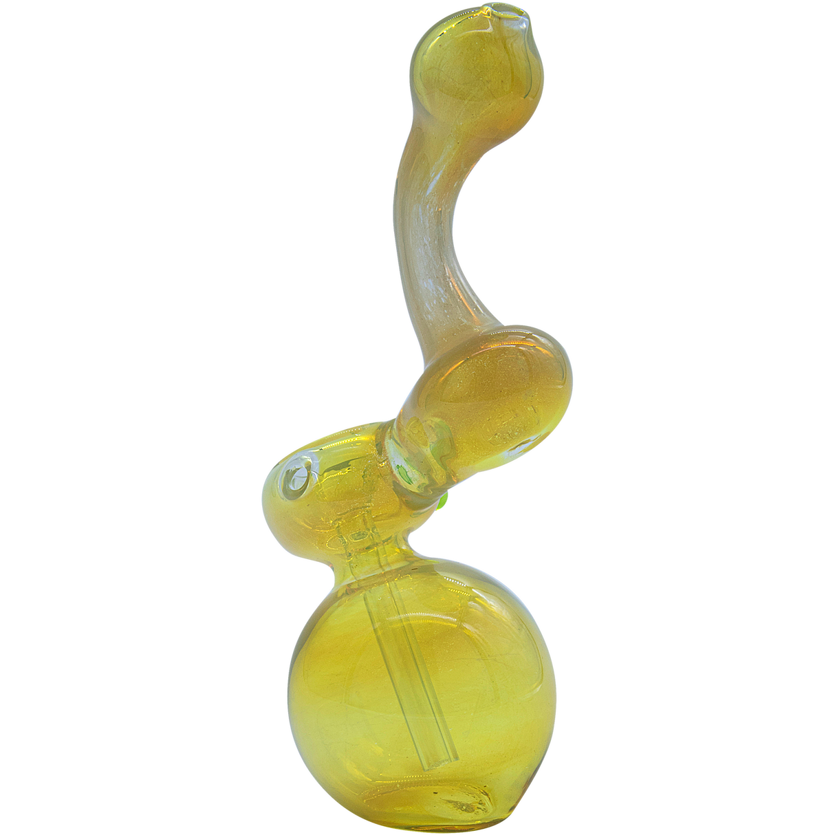 LA Pipes "Silver Sherlock" Fumed Glass Bubbler Pipe in Yellow - Front View