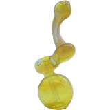 LA Pipes "Silver Sherlock" Fumed Glass Bubbler Pipe in Yellow - Front View