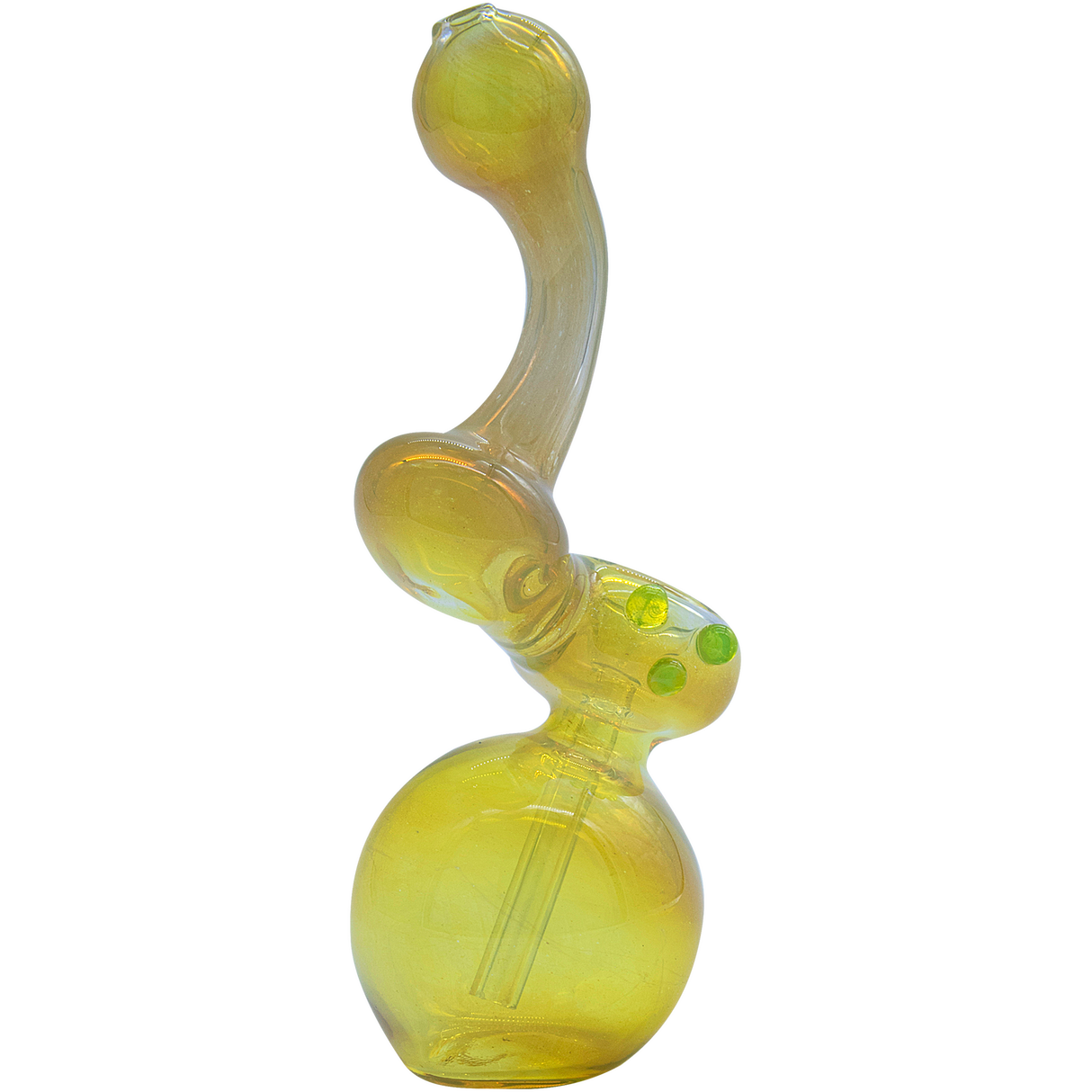 LA Pipes "Silver Sherlock" Fumed Bubbler Pipe in Yellow, 6" Borosilicate Glass for Dry Herbs, Front View