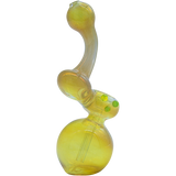 LA Pipes "Silver Sherlock" Fumed Bubbler Pipe in Yellow, 6" Borosilicate Glass for Dry Herbs, Front View