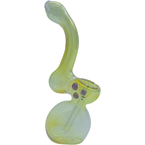 LA Pipes "Silver Sherlock" Fumed Bubbler Pipe in Purple Slime, 6" Borosilicate Glass, for Dry Herbs