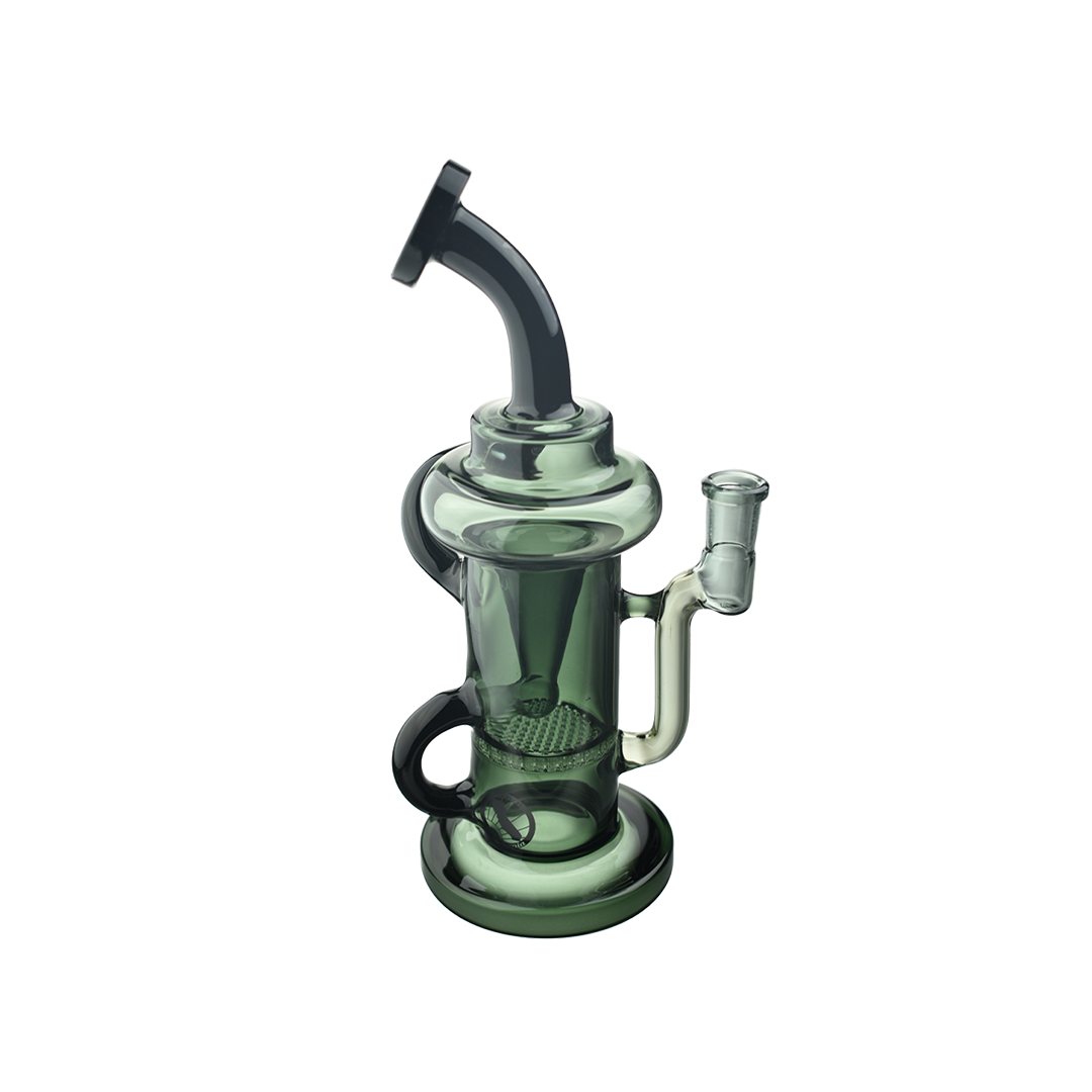 MAV Glass - The Sonoma Recycler Dab Rig in Green - Angled View with Percolator