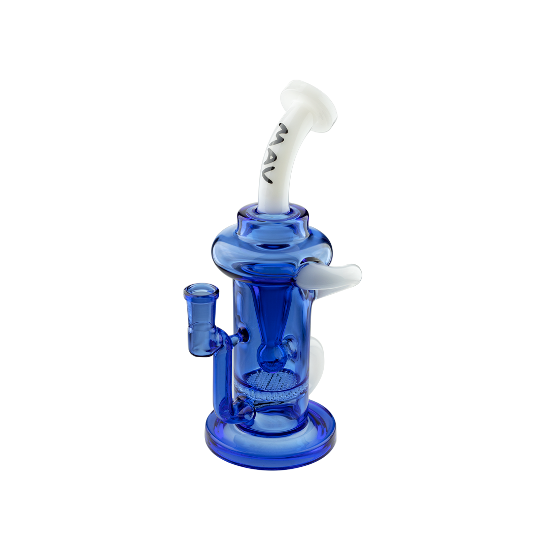 MAV Glass - The Sonoma Recycler Dab Rig in Blue - Front View with Intricate Percolator