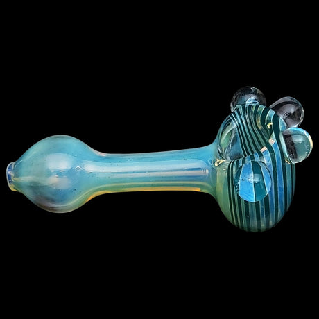 LA Pipes "Spiral Marble Head" Glass Spoon Pipe, Assorted Colors, Heavy Wall, Side View