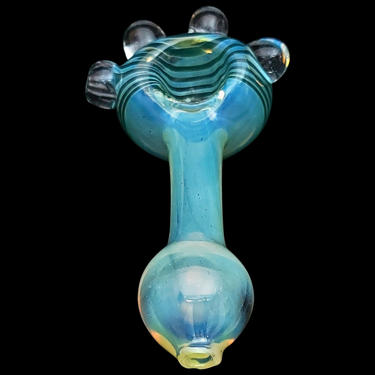 LA Pipes Spiral Marble Head Glass Spoon Pipe in Assorted Colors with Heavy Wall Design
