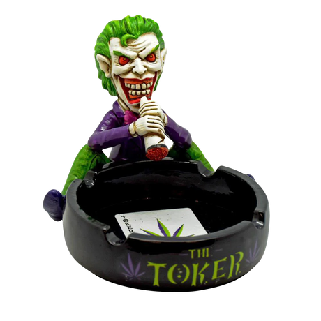 The Toker Clown Polyresin Ashtray, medium-sized with vibrant clown design, front view