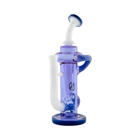 MAV Glass Trestle Color Combo Recycler Dab Rig - Front View with Blue Accents
