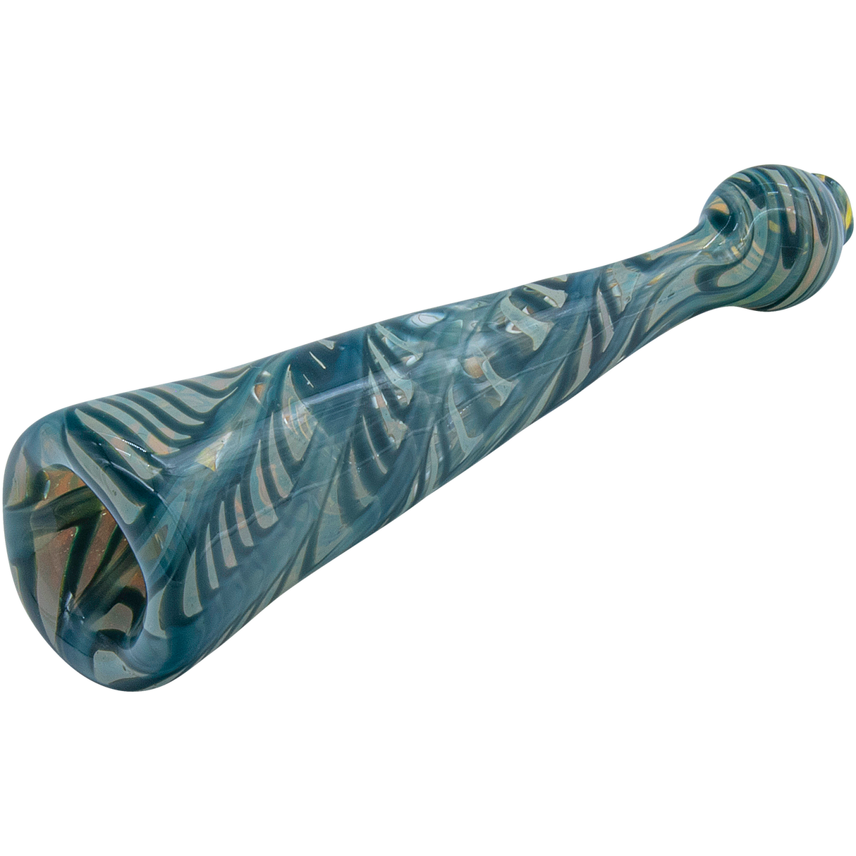 LA Pipes Typhoon Colored Chillum hand pipe in aqua, fumed color changing glass, 4.5" length, USA made.