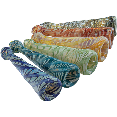 LA Pipes Typhoon Colored Chillum hand pipes, fumed color-changing design, 4.5" length, for dry herbs