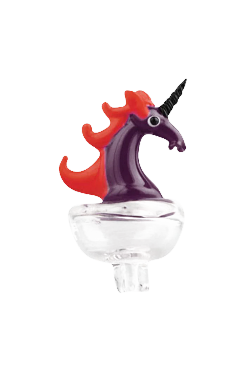Borosilicate glass "Unicorn" carb cap with directional airflow, 27mm size, front view