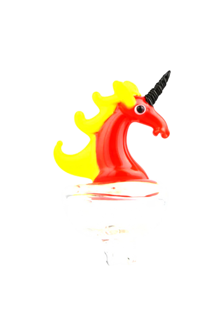 Borosilicate glass "Unicorn" carb cap with directional airflow, 27mm size, front view on white background