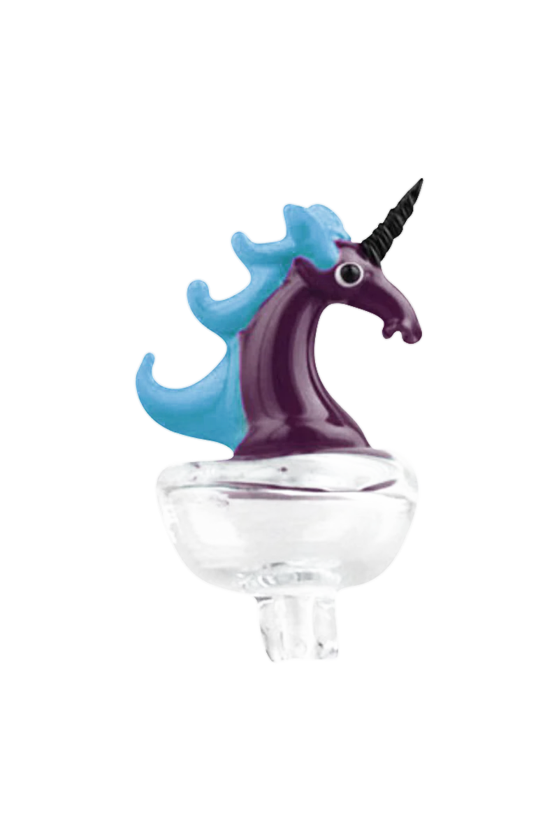 Borosilicate glass "Unicorn" carb cap with directional airflow, 27mm size, front view