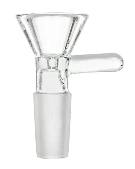 Valiant Distribution Clear Glass Funnel Bowl, 14mm Male Joint for Female Pipes, Front View