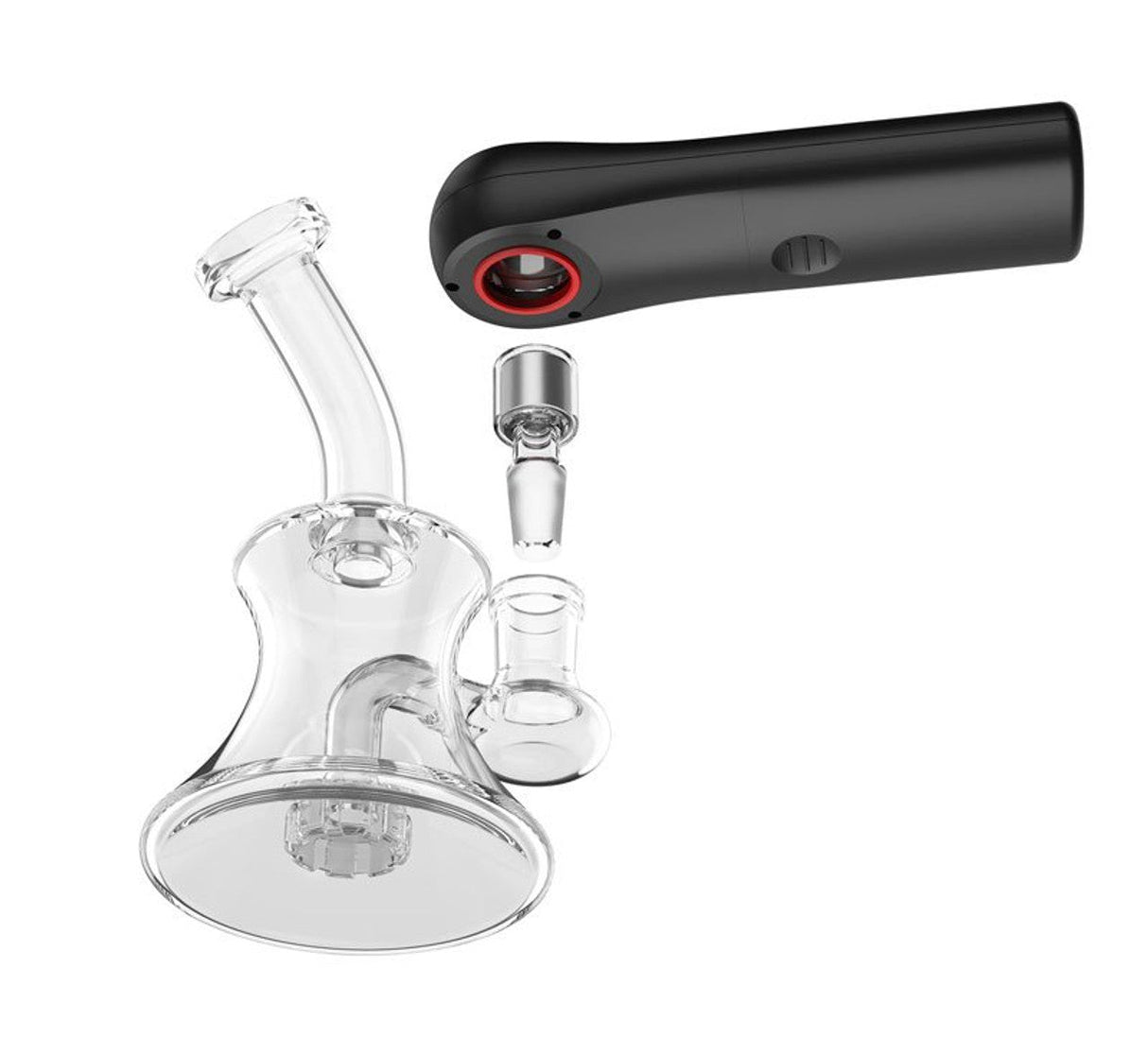Ispire The Wand Portable eNail Kit with glass bong attachment, front view on white background