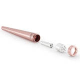 The Weezy 4" Pink Aluminum Pipe disassembled, showing deep bowl, portable design, on white