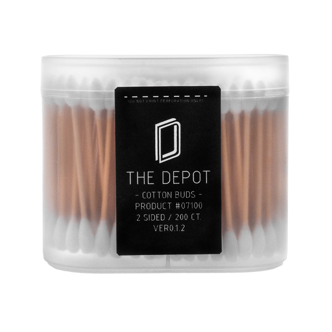 The Depot Cotton Buds 10 Pack, 200 ct 2-sided tips for precision cleaning, front view on white background