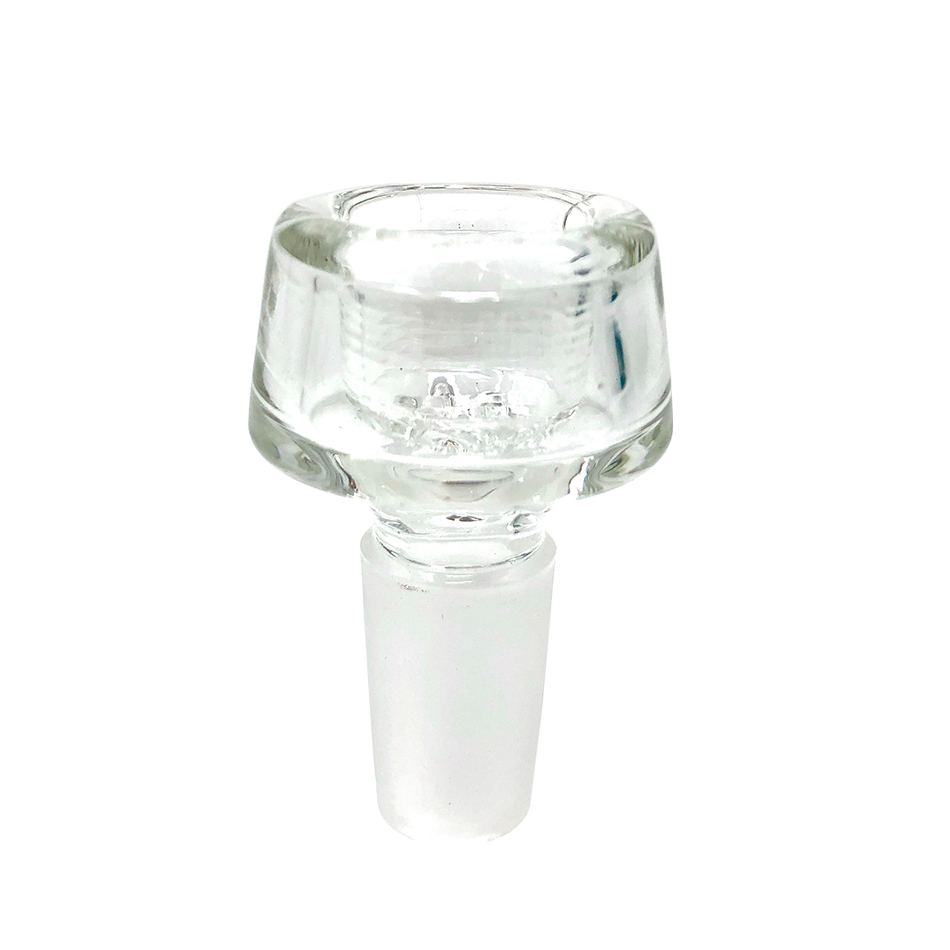 AFM 14mm Female Joint Clear Glass Bowl for Bongs - Front View on Seamless White