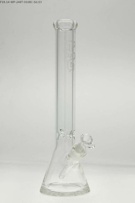 Thick Ass Glass 16" Beaker Bong with 7mm thickness and slitted percolator, front view on white background