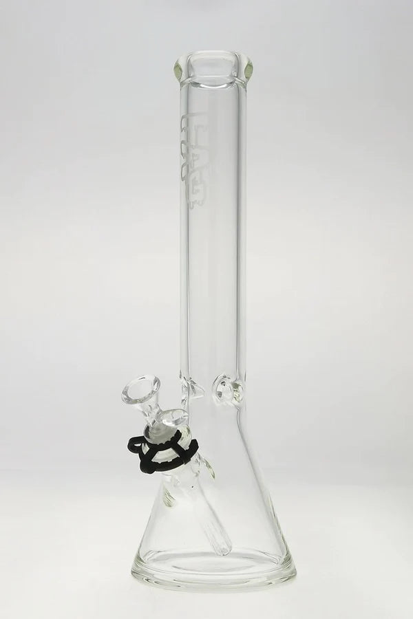 Thick Ass Glass 16'' Beaker Bong, 7mm thick with slitted percolator, front view on white background