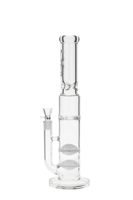 Thick Ass Glass 17" Bong with Double Netted Disc to Turbine, Front View on White Background
