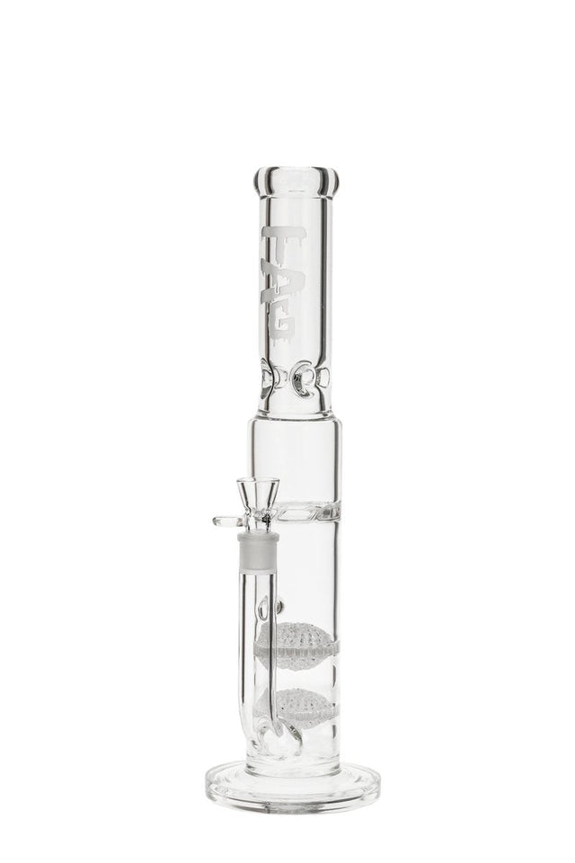 Thick Ass Glass 17" Bong with Double Disc and Turbine Percs, 7mm Thickness, Front View