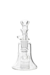 Thick Ass Glass Bell Curved Dab Rig with 17-Arm Diffuser, 6.5" Height, Front View