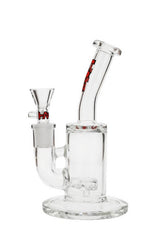 Thick Ass Glass 7'' Bent Neck Showerhead Puck Rig with Clear Glass and Red Logo
