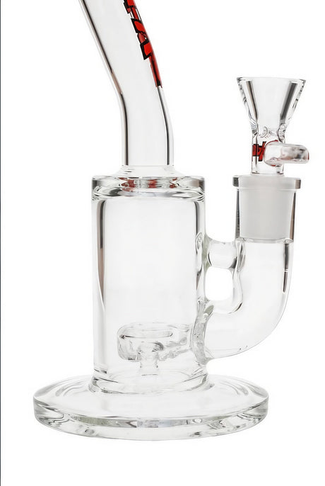 Thick Ass Glass 7'' Bent Neck Showerhead Puck Rig Side View with Clear Joint