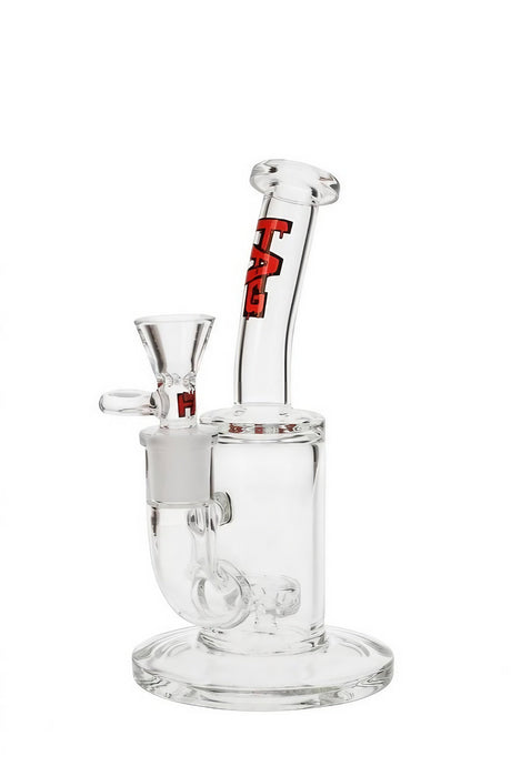 Thick Ass Glass 7'' Bent Neck Showerhead Puck Rig with Clear Glass on Glass Joint