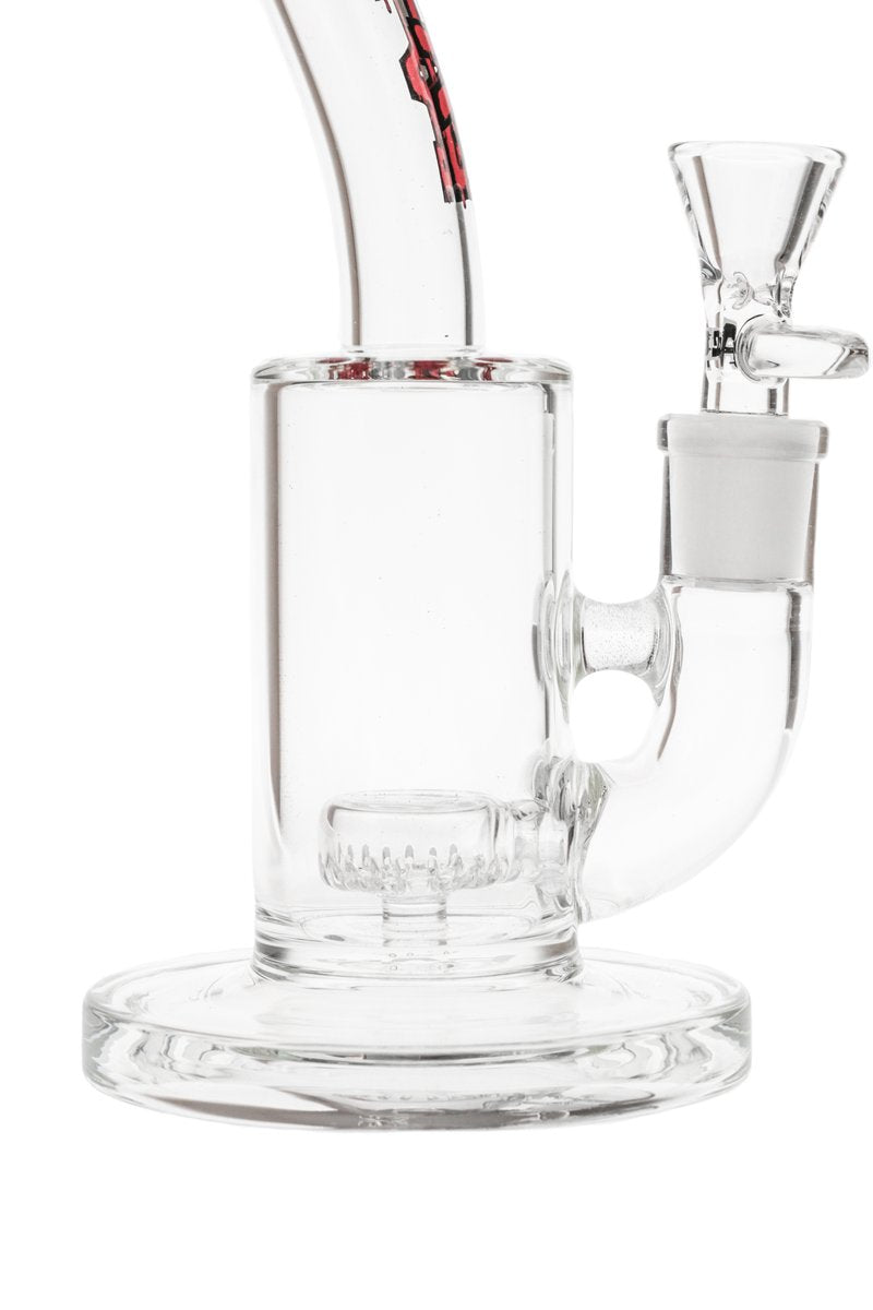 Thick Ass Glass 7" Showerhead Rig side view, clear quartz, sturdy base, for dab and flower