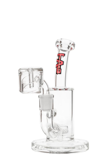 Thick Ass Glass 7" Showerhead Rig for Dab & Flower, Clear Quartz, Front View