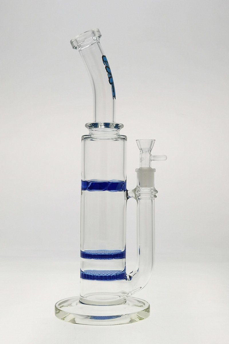 Thick Ass Glass 16" Double Honeycomb to Turbine Perc Bong Front View with Clear Glass