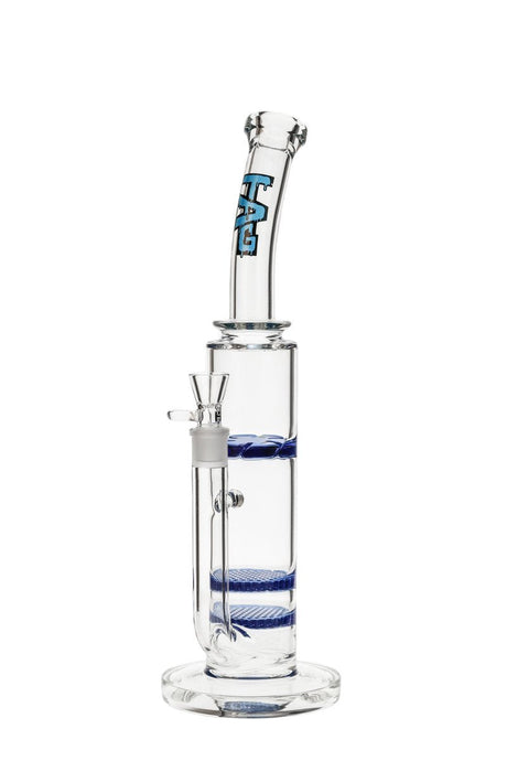 Thick Ass Glass 16" Double Honeycomb to Turbine Perc Bong Front View on White Background
