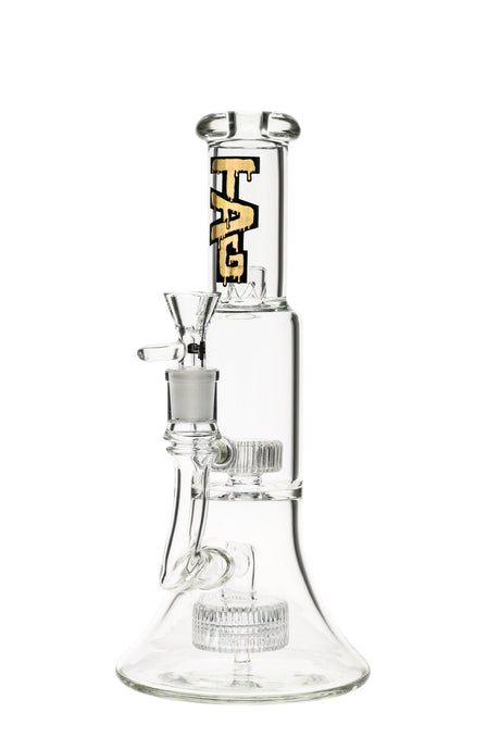 Thick Ass Glass 10.5" Beaker Bong with Double Super Slit Matrix, Heavy Wall Design, Front View