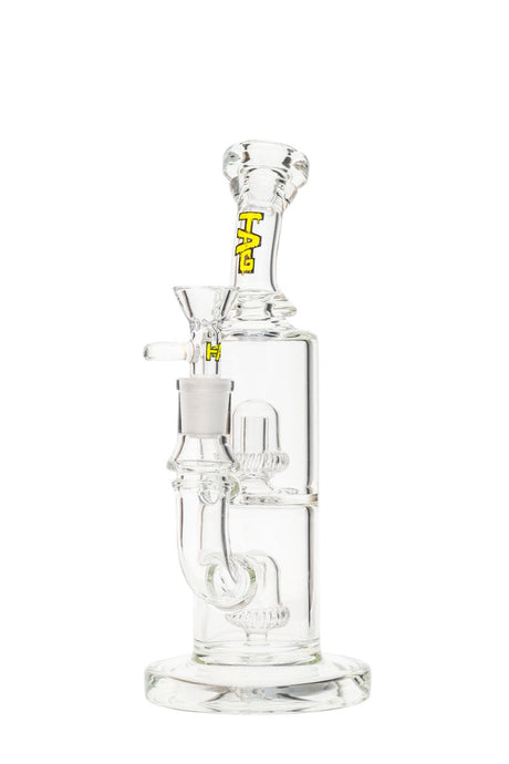 Thick Ass Glass Double Super Slit UFO Dab Rig, 8.5'' Female Joint, Front View on White