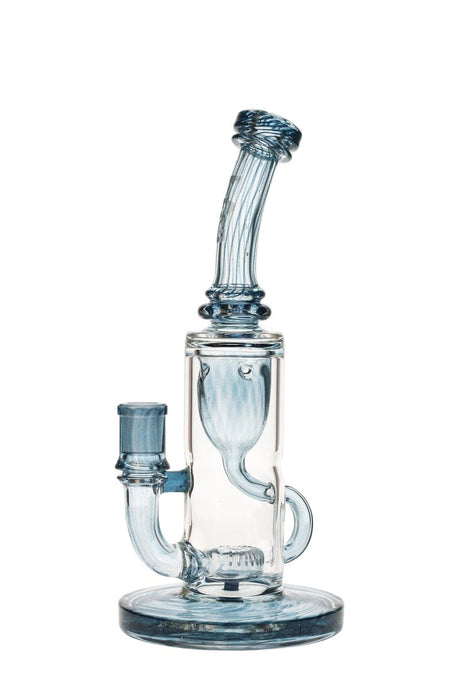 Thick Ass Glass Klein Dab Rig in Lite Blue Starburst with Recycler Design, 10" Height, and 14mm Joint