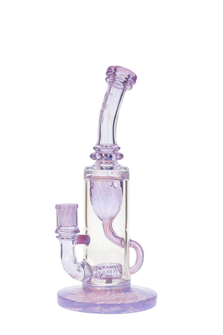 Thick Ass Glass Klein Dab Rig in Pink Slyme, 10" Tall with Recycler Design, Front View