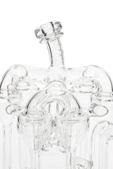 Close-up of Thick Ass Glass Inline Sextuple Recycler Dab Rig with intricate percolators