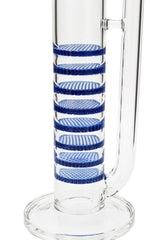 Thick Ass Glass 27" Bong with Blue Octuple Honeycomb to Turbine Percolators, Side View